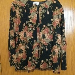 Floral shell and cardigan set